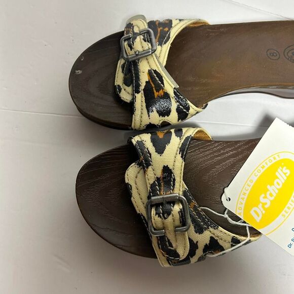 2012 Dr. Scholl's sandals Cheetah print faux wood wooden sandals size 8 - Picture 2 of 7